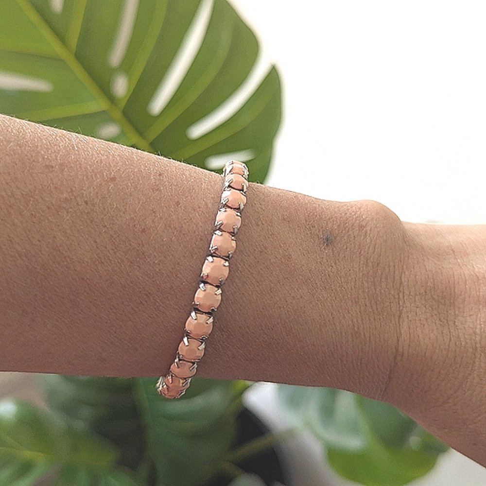 Elegant Silver and Pink Bracelet